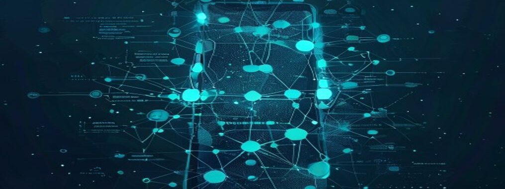 TrickMo Android malware concept showing mobile device with blockchain network security threat