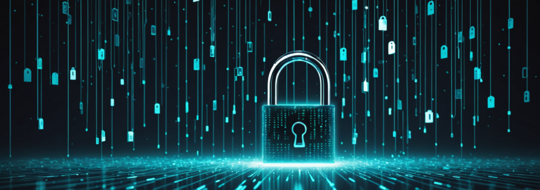 Abstract digital security concept representing hotel booking scams and phishing protection