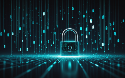 Abstract digital security concept representing hotel booking scams and phishing protection