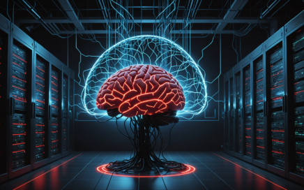 AI-powered cyberattacks concept showing artificial intelligence targeting vulnerable server infrastructure
