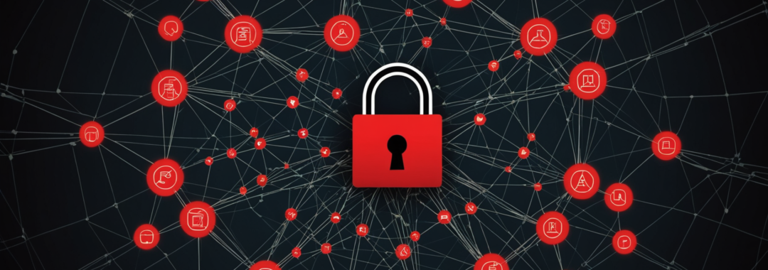 DeadLock ransomware blockchain infrastructure concept showing decentralised network nodes