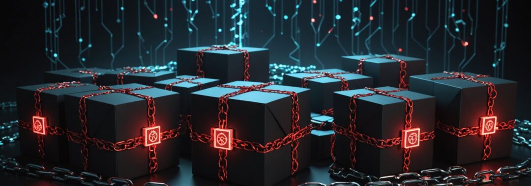 Illustration of a Rust crate supply chain attack showing compromised code packages and developer systems