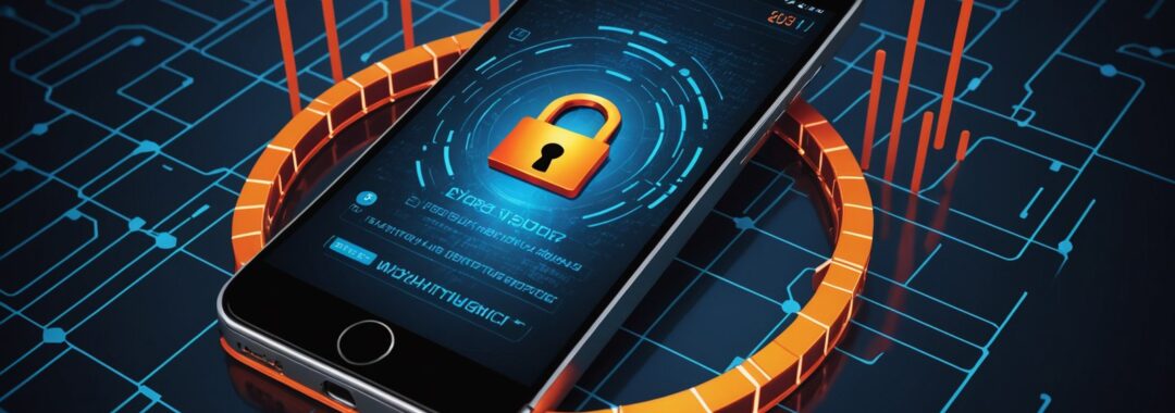 Voice AI phishing attack concept showing smartphone and artificial intelligence voice wave patterns