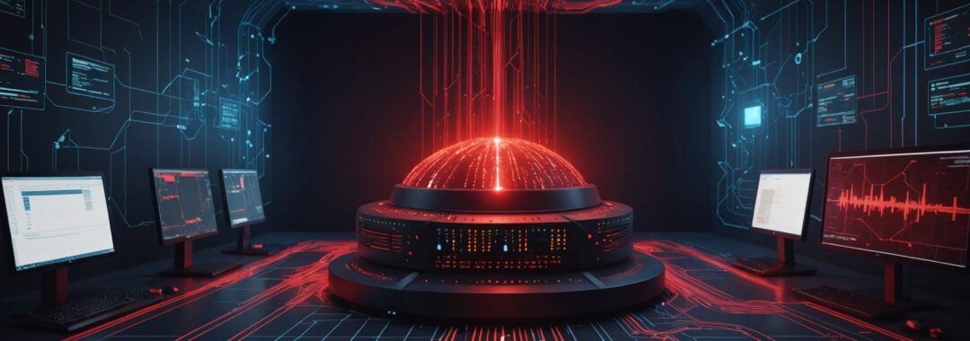 Cisco router espionage concept showing network infrastructure under surveillance attack