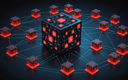 Illustration of ClickFix blockchain attacks showing compromised websites connected to blockchain smart contracts