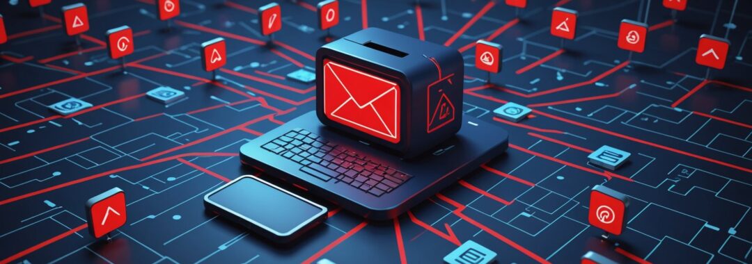 Critical FortiMail vulnerability warning showing email security gateway under cyber attack
