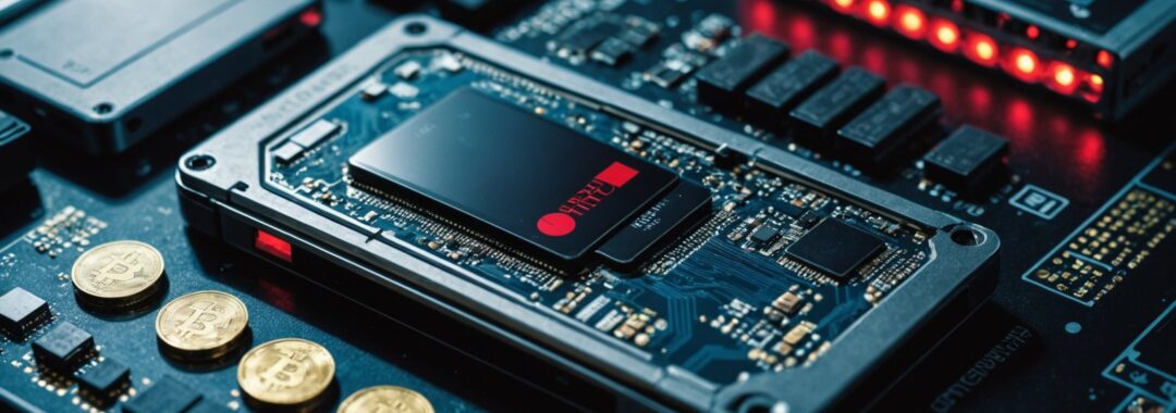 Ledger hardware wallet hack concept showing compromised cryptocurrency device with spy chip