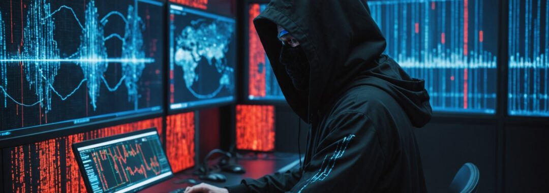 Digital illustration representing the ARTEX AI cyberattack showing AI-driven security breach concept